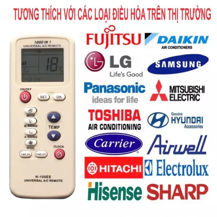 Điều khiển điều hòa Đa năng Universal A/C K-100ES