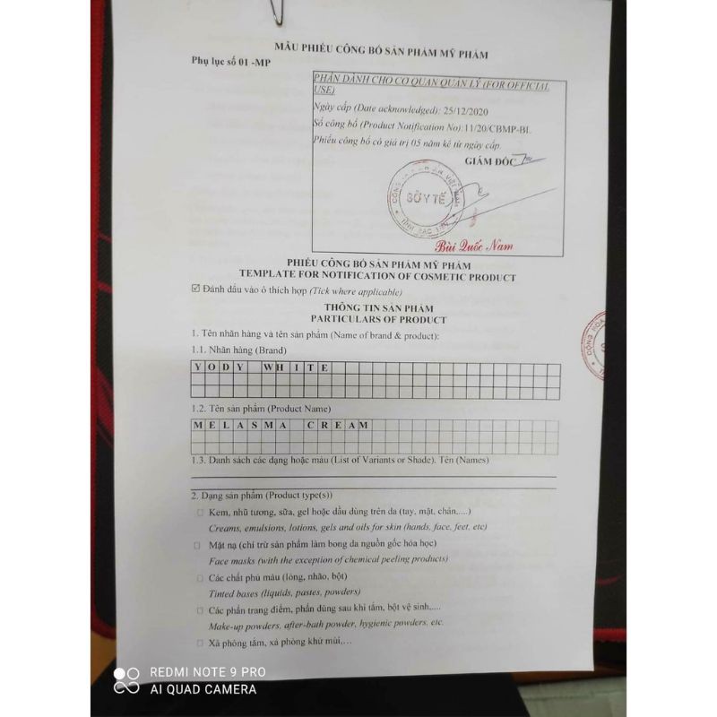 Kem ức chế nám trắng da Yody White Phương Anh