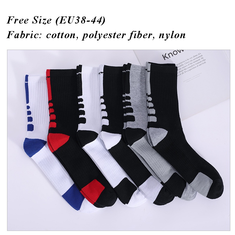 Vớ bóng rổ chuyên nghiệp ống cao vừa chống trơn trượt dành cho nam đạp xe/ chạy bộ/ thể thao ngoài trời