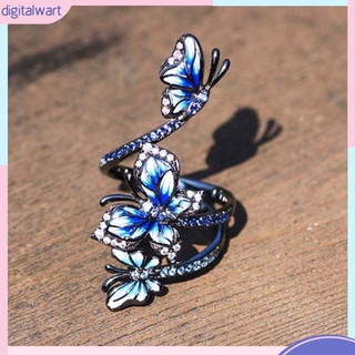 Nhẫn mở hình bướm màu xanh dương thời trang thanh lịch có thể điều chỉnh
