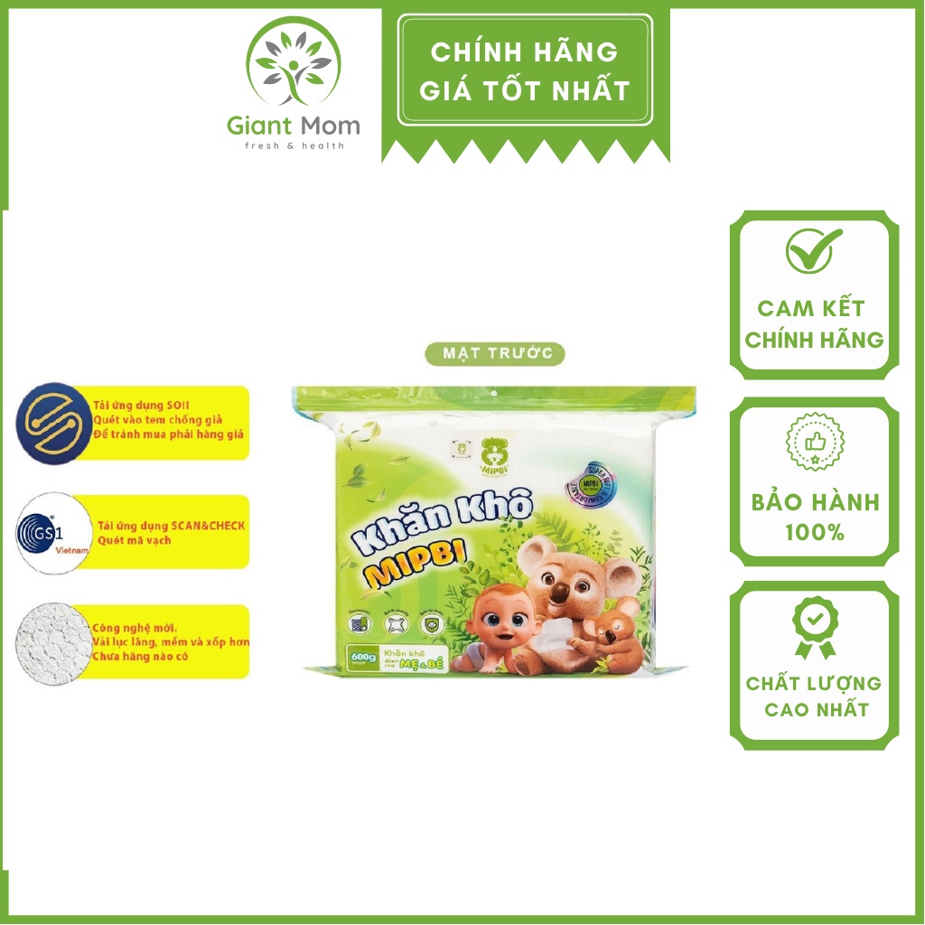 Khăn Khô Đa Năng Cho Mẹ và Bé - Khăn Khô Đa Năng Mipbi Mẫu Mới - Làm Từ Vải Không Dệt, Dai và Mềm Tốt Cho Da Của Bé