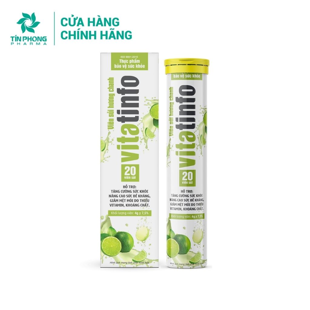 Viên C Sủi Vitatinfo Hỗ Trợ Tăng Cường Sức Khỏe Bổ Sung Vitamin Khoáng Chất Bồi Bổ Cơ Thể Giảm Mệt Mỏi Lọ 20 Viên TTP035