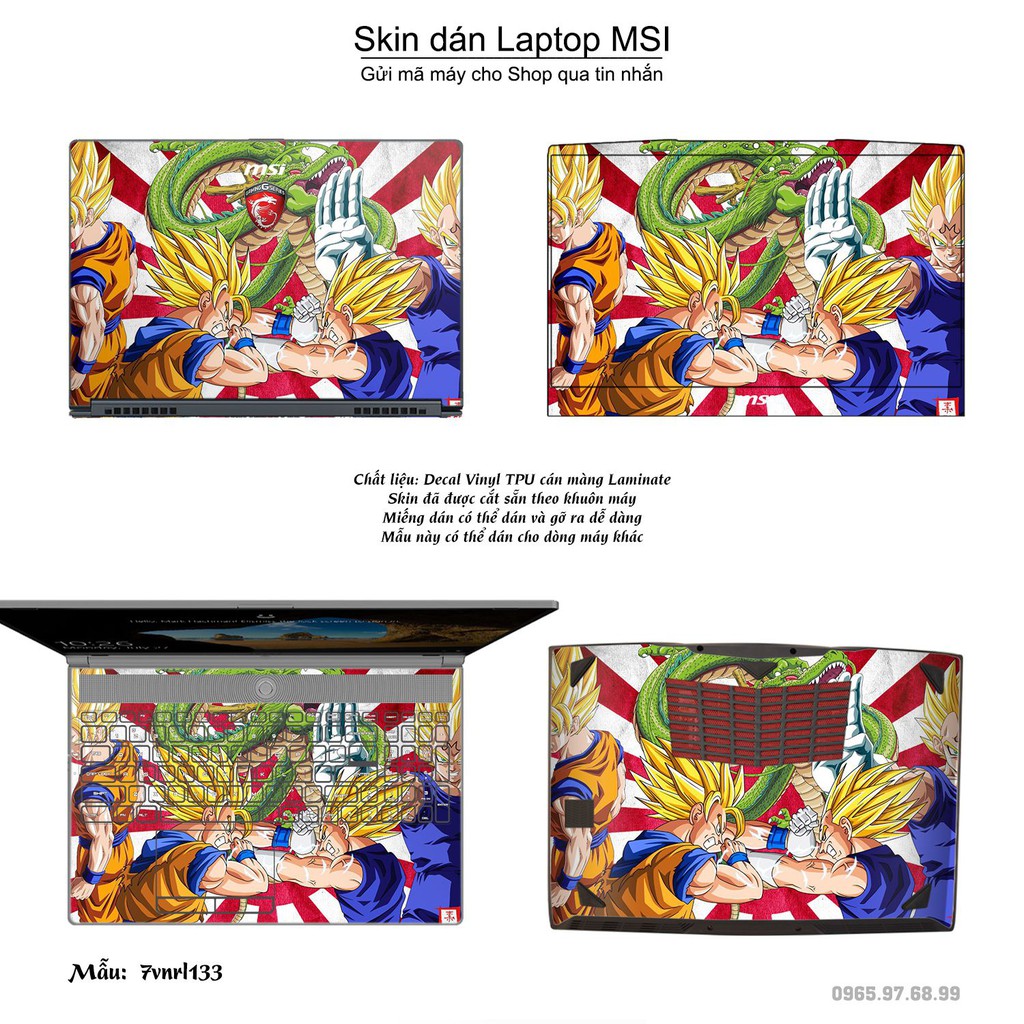 Skin dán Laptop MSI in hình Dragon Ball _nhiều mẫu 2 (inbox mã máy cho Shop)