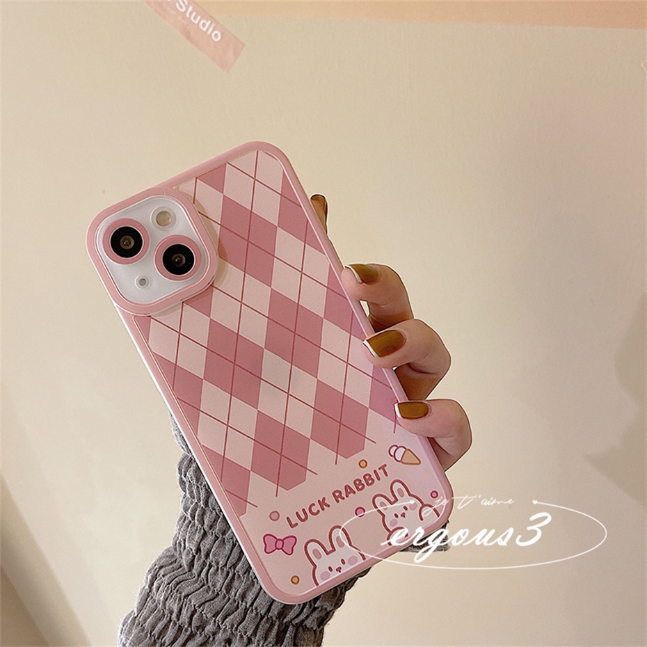 Ốp Điện Thoại Mềm Kẻ Sọc Hình Gấu / Thỏ Dễ Thương Cho iPhone 14 13 12 11 Pro Max SE2020 X XR Xs Max 7 8 6 6s Plus