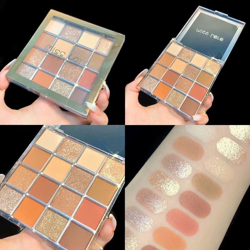 Bảng Phấn Mắt 16 Màu Lì/Nhũ Ngọc Trai Kháng Nước Chống Mồ Hôi Lâu Trôi