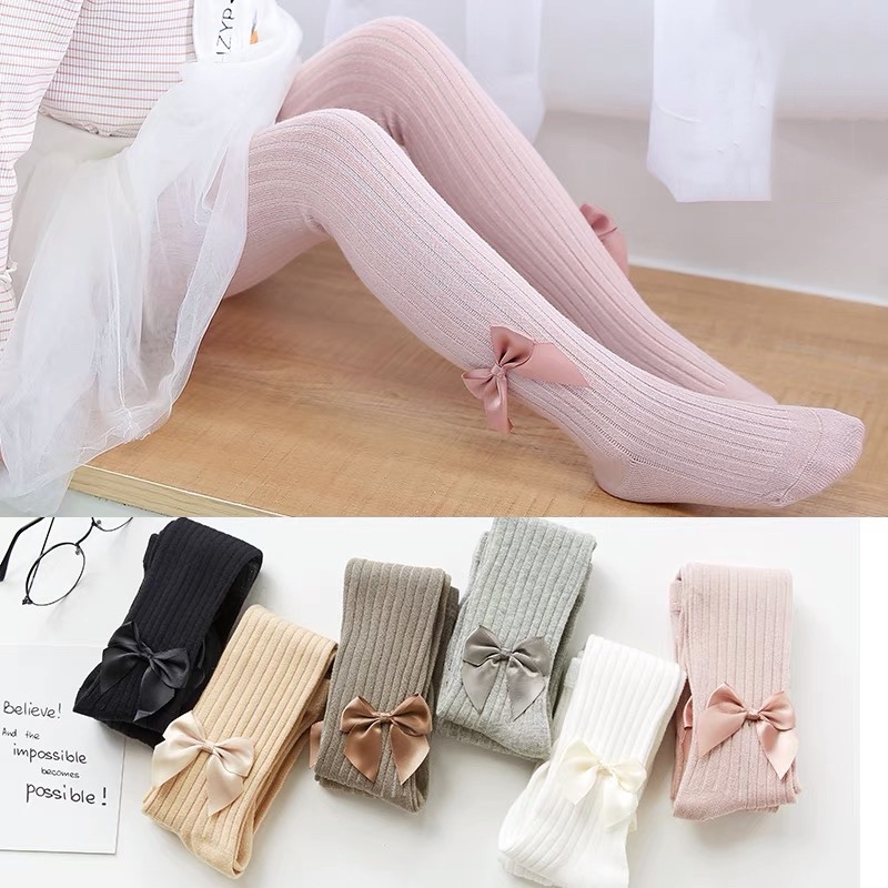 Quần tất cotton đính nơ dễ thương độc đáo cho bé gái từ 1-4 tuổi