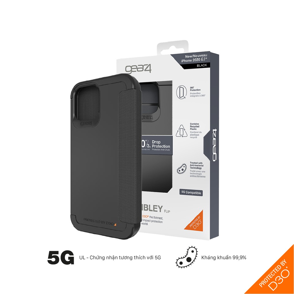 Ốp lưng iphone chống sốc Gear4 D30 Wembley Flip 5G 3m cho iPhone 12 series