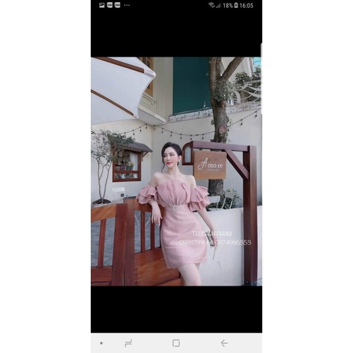 (Free ship) Mẫu HOT Trend Đầm TAPTA Phối Tơ Rèm Khoen Hở Vai Kiểu Dáng Sang Trọng UP HHP Fashion