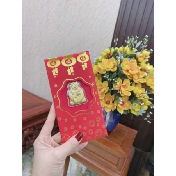 BAO LÌ XÌ THẦN TÀI , BAO LÌ XÌ  NGÀY TẾT NGUYÊN ĐÁN MẠ VÀNG 24K