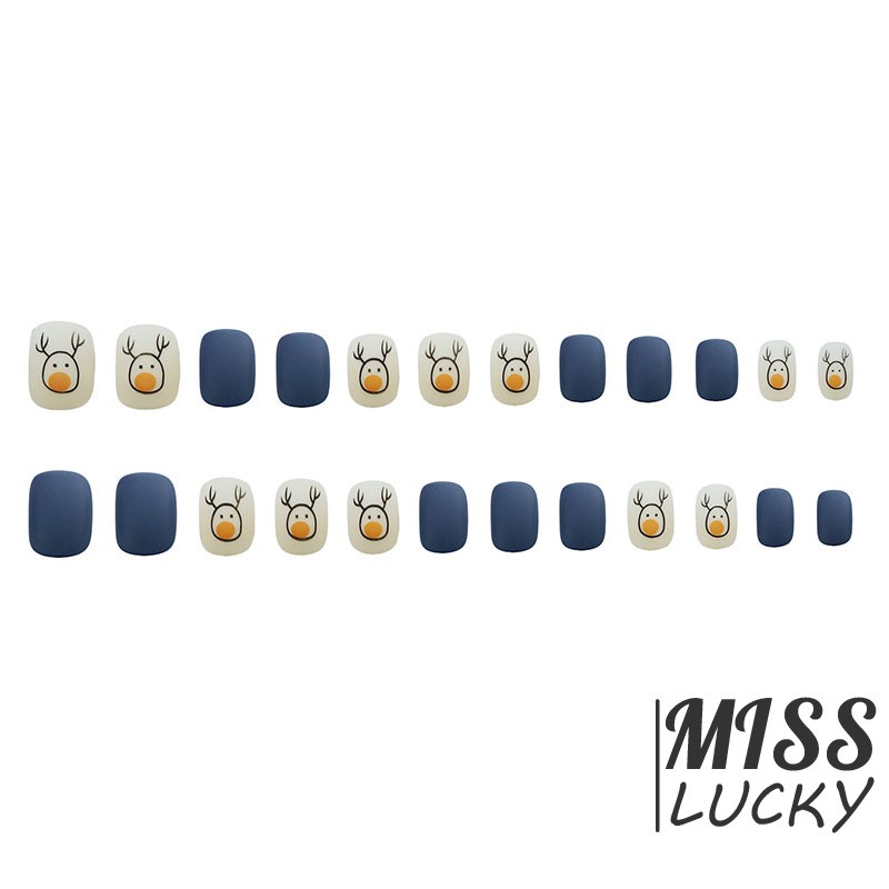 Móng Tay Giả Hình Vuông Màu Xanh Đậm Thời Trang Cho Mùa Thu