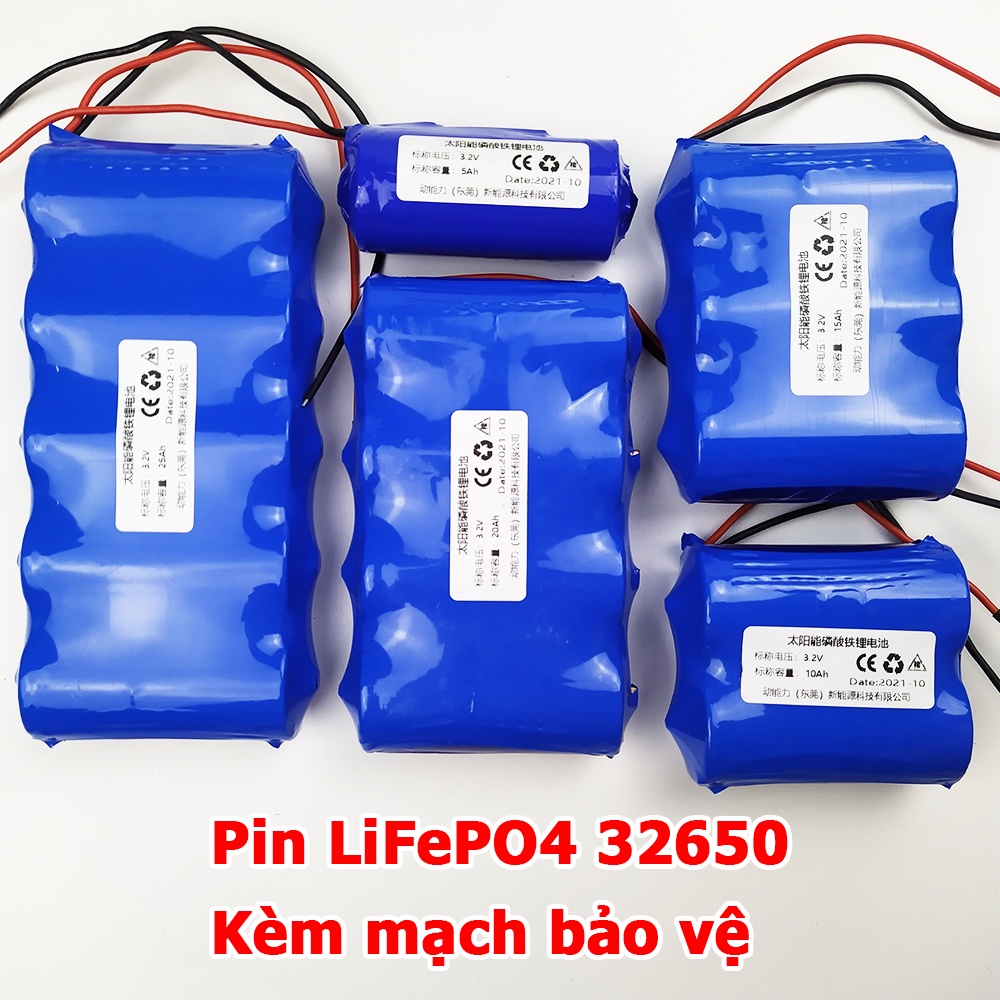 Pin sắt LiFePO4 32650 3.2V cho đèn năng lượng mặt trời kèm mạch bảo vệ 1S 25W 40W 60W 100w 200W