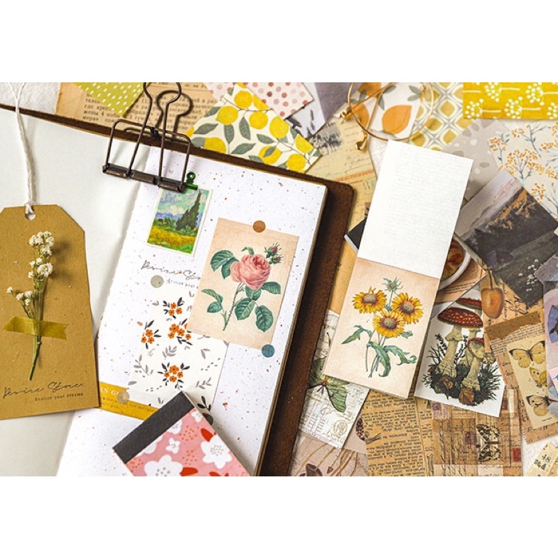 KimiTape Quyển 100 tờ giấy nền vintage trang trí Bullet Journal