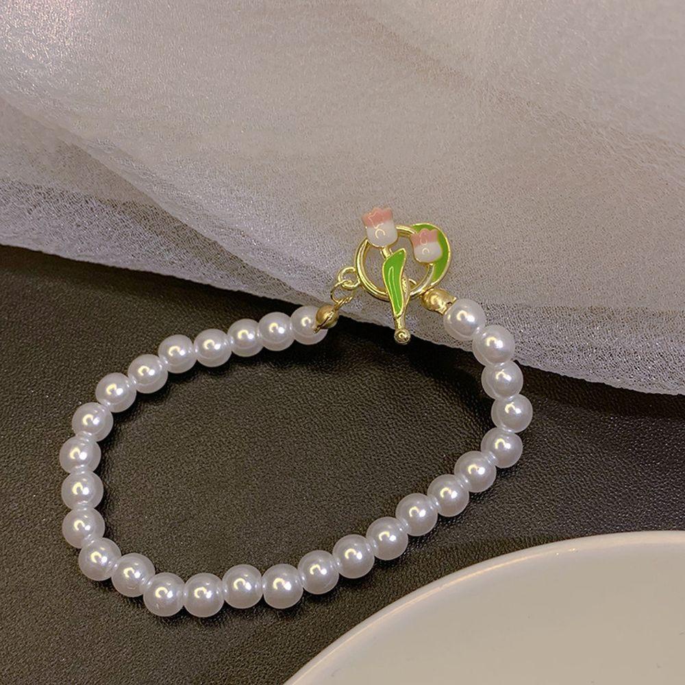 QQMALL Vòng Đeo Tay Hình Hoa Tulip Phong Cách Vintage Dành Cho Nữ