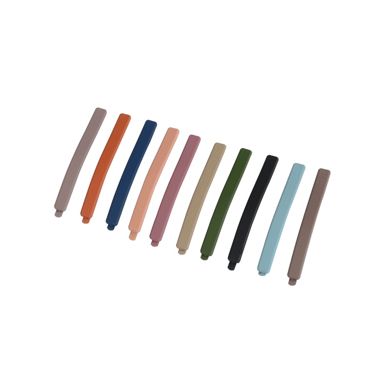 Bộ 10 Kẹp Tóc Mỏ Vịt Bằng Kim Loại Màu Sắc Đơn Giản Phong Cách Hàn Quốc Dành Cho Nữ