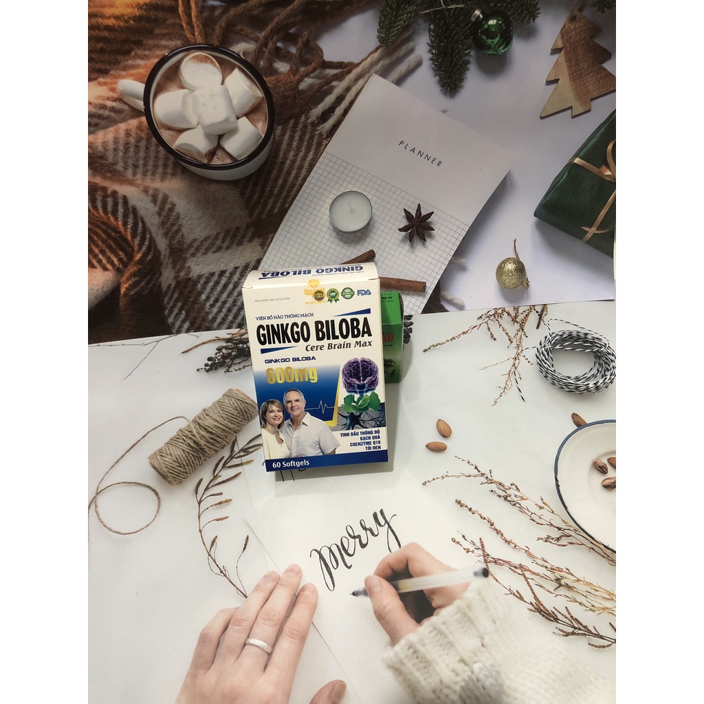 BỔ NÃO THÔNG MẠCH Ginkgo Biloba 600mg Cere Brain Max hộp 60 viên -Hoạt huyết dưỡng não, giảm hoa mắt
