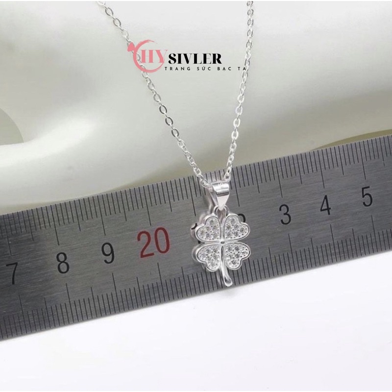 Dây chuyền bạc ta cỏ 4 lá may mắn đính đá nữ tính trẻ trung dây chuyền nữ bạc thật