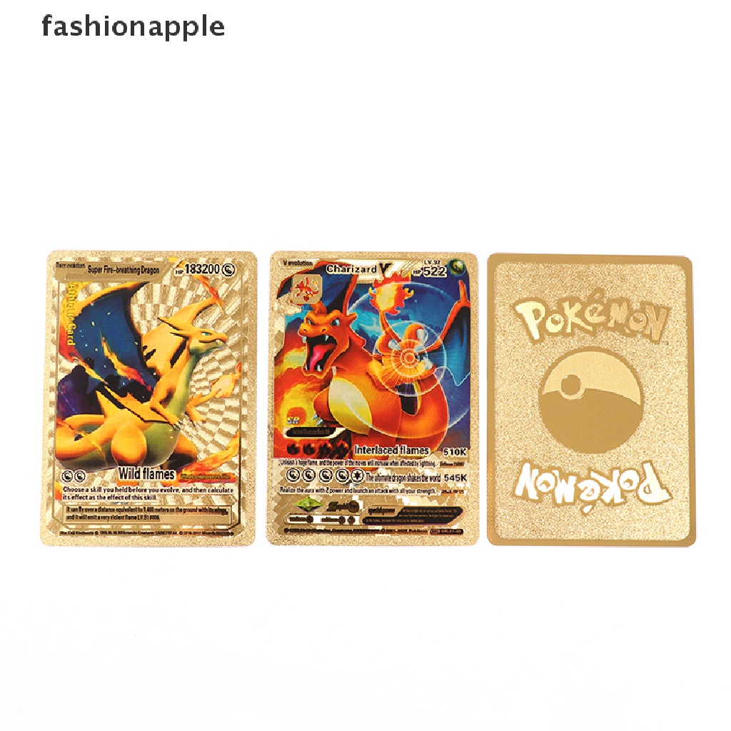 Bộ 54 Thẻ Bài Pokemon Kim Loại Màu Vàng Kim Vmax GX