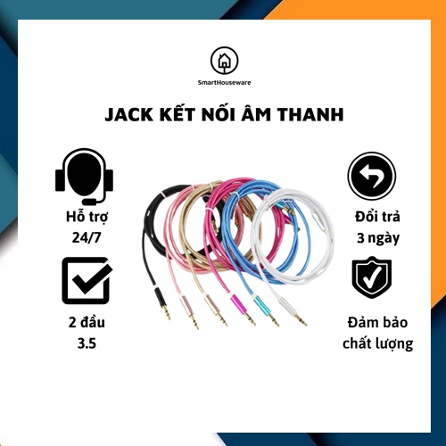 Dây cáp nối, Jack kết nối âm thanh hai đầu 3.5mm 4 khấc cổng AUX với điện thoại, Ipad, pc, máy tính laptop,..