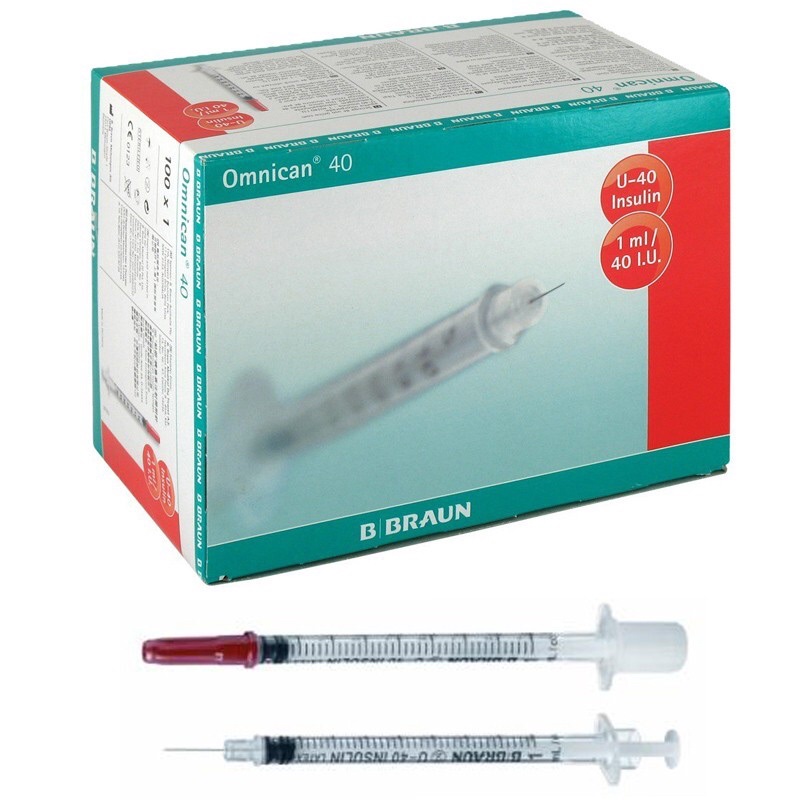 HỘP 100 cây BƠM KIM TIÊM TIỂU ĐƯỜNG INSULIN 1ML 100iu 40iu Omnican BBraun