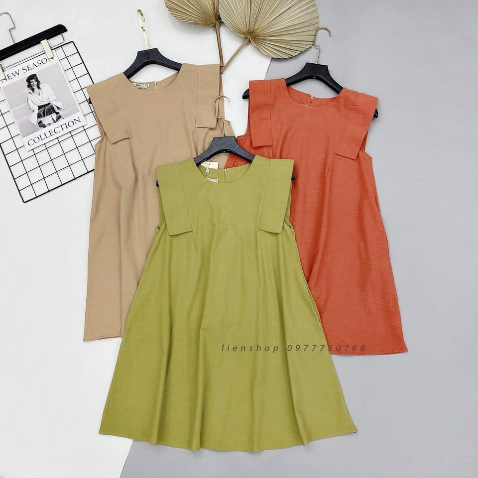 váy suông nữ - đầm suông nữ sát nách phom rộng cổ tròn cách điệu 3 màu nổi bật | BigBuy360 - bigbuy360.vn