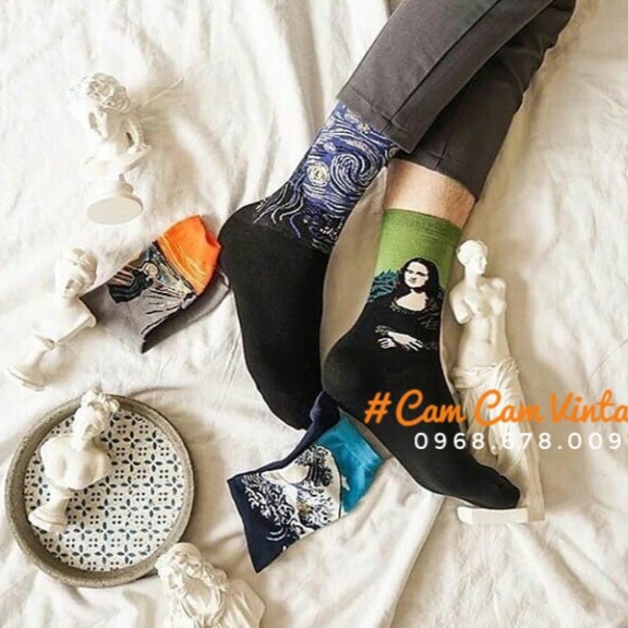 TẤT CAO CỔ NAM VỚ CAO CỔ NỮ TÁT VỚ THỂ THAO ULZZANG UNISEX TRANH MONALISA