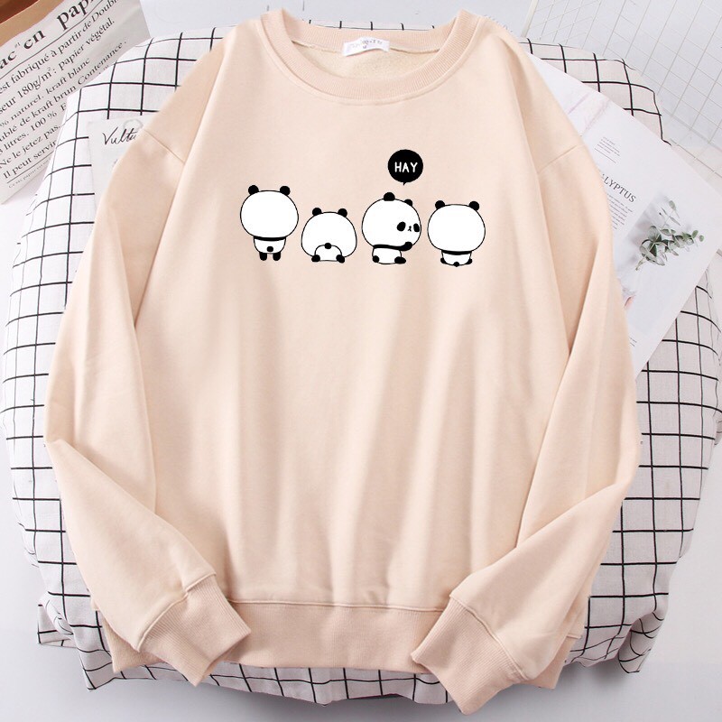 ÁO SWEATER IN 4 CON GẤU TRÚC (NHIỀU MÀU)