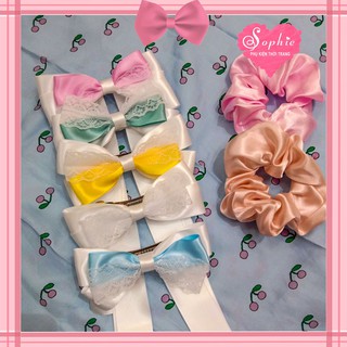 🎀 Kẹp nơ tóc màu trắng phối ren Sophie Store shop chuyên sỉ lẻ kẹp nơ