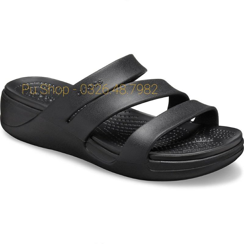 [Quảng Châu] Dép Lê Nữ Đế Cao Siêu Êm Nhẹ – Cross Monterey Strappy Wedge Màu Đen