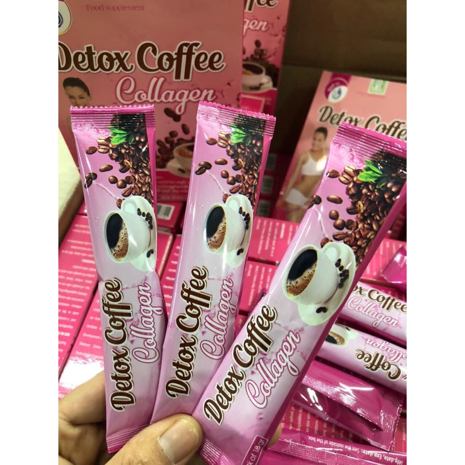 Detox Coffee Collagen - Giảm Cân , Đánh Bay Mỡ Thừa Hộp 10 gói