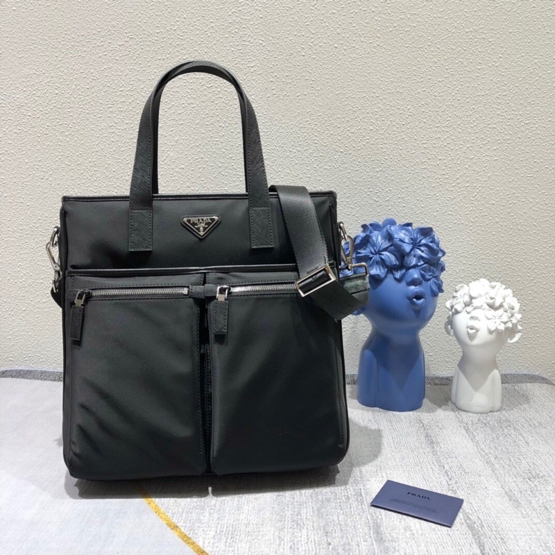 Cặp xách công sở cho nam thương hiệu Prada cao cấp mẫu mới màu đen đơn giản
