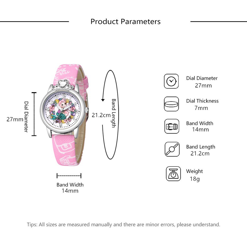 Đồng hồ thời trang trẻ em bé gái dây silicon hình nàng tiên cá siêu dễ thương PKHRTE020-tien-ca