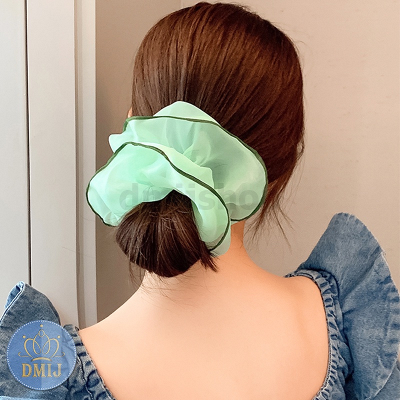 Cột tóc vải scrunchies loại to họa tiết đơn giản dây buộc tóc scrunchies đáng yêu