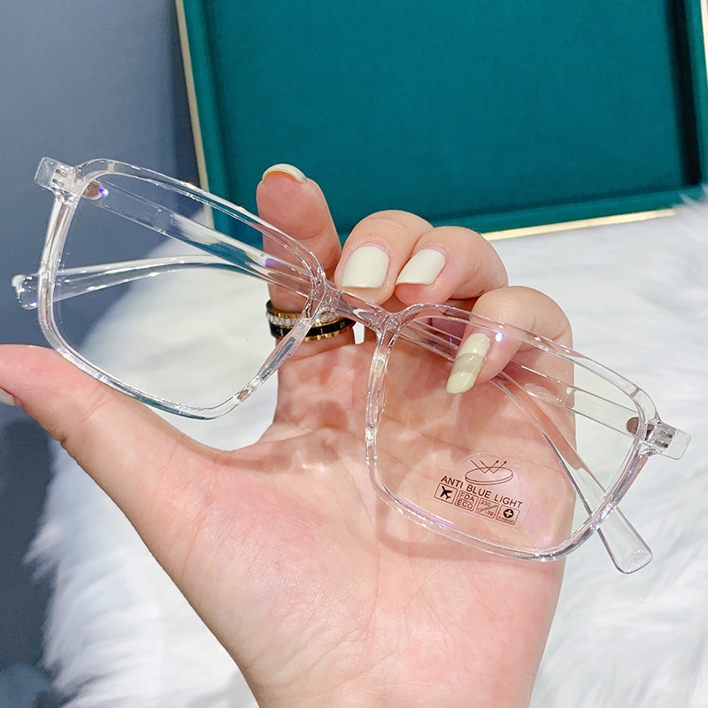Kính viễn thị chống lão thị ánh sáng xanh thời trang dành cho nữ TR Retro Màu trong suốt Kính đọc bảo vệ bức xạ hình vuông nhỏ