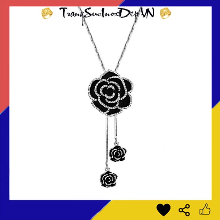 Dây chuyền nữ phong cách Hàn Quốc kiểu dài Hoa Hồng Đen cá tính siêu đẹp, hợp thời trang, mang phong cách, dễ phối đồ