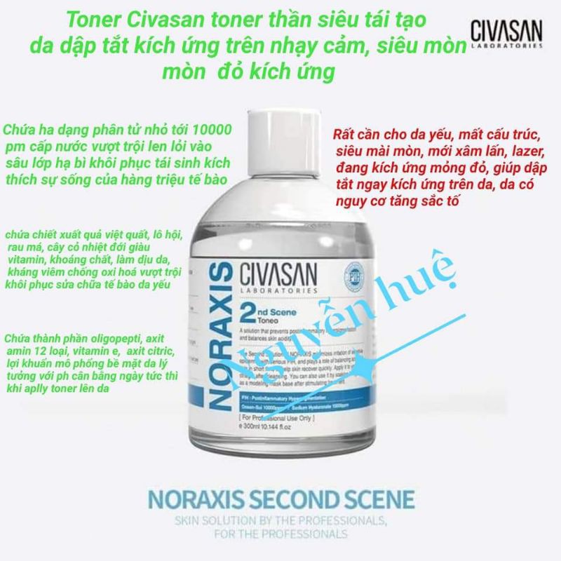 Toner Civasan Cấp nước phục hồi da mỏng yếu 100ml và 300ml