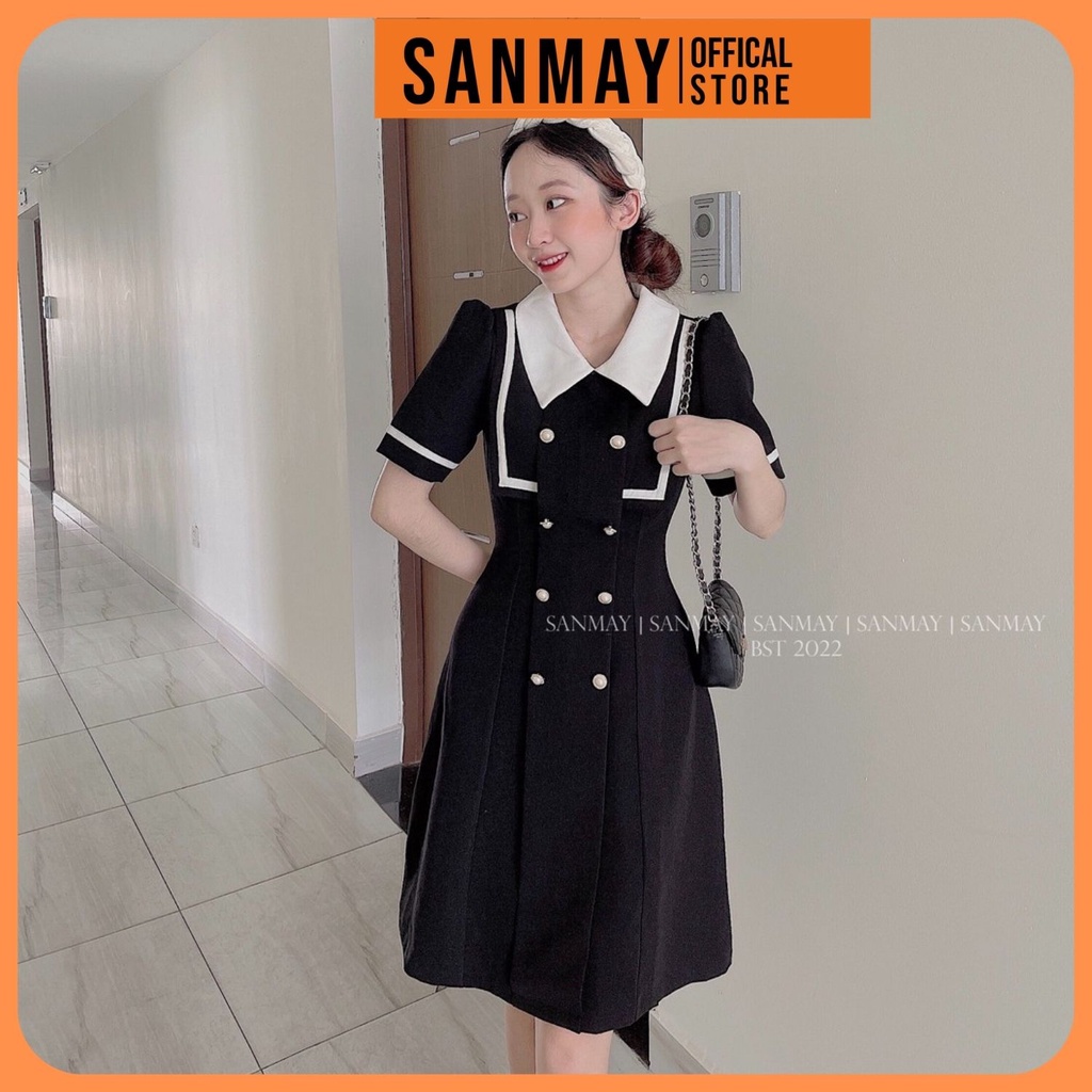 Váy Dự Tiệc Cổ Sơ Mi Nữ Đẹp SANJOLI Đầm Suông Công Sở Dáng Xòe Sang Trọng, Thanh Lịch VD023 | BigBuy360 - bigbuy360.vn