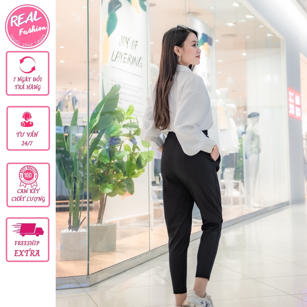 Quần baggy công sở cạp chun chữ CEBEAR bigsize đến 110kg, quần cạp cao co dãn và thoáng mát - Real fashion