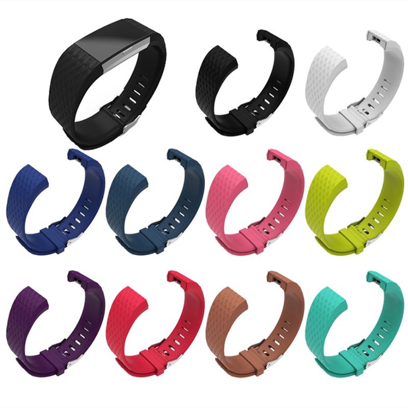 Dây đeo đồng hồ thay thế bằng silicone mềm mại 3D 10 màu sắc tùy chọn dành cho Fitbit Charge 2