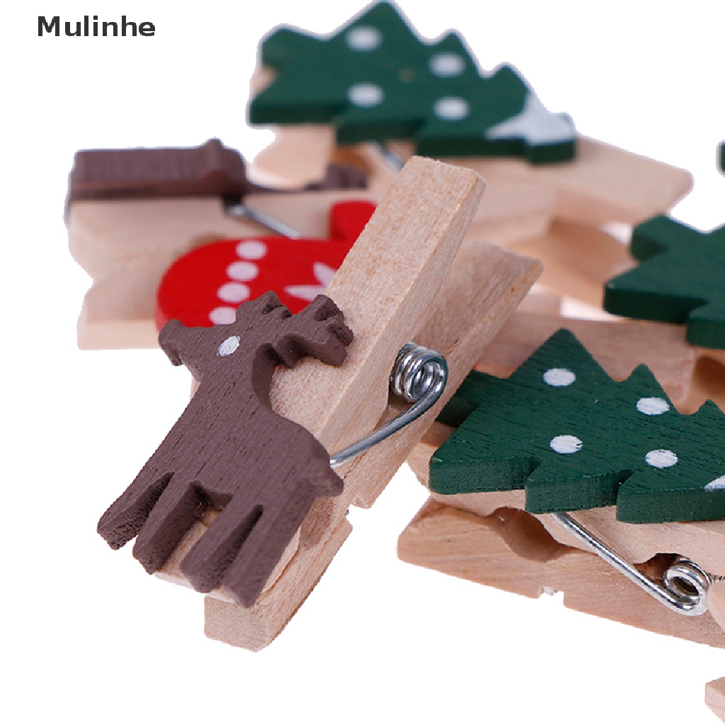 Set 10 Kẹp Gỗ Treo Ảnh Trang Trí Giáng Sinh