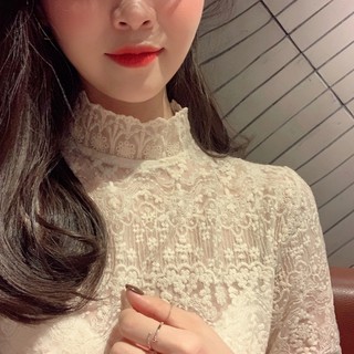 Áo ren cổ lọ tay dài tiểu thư