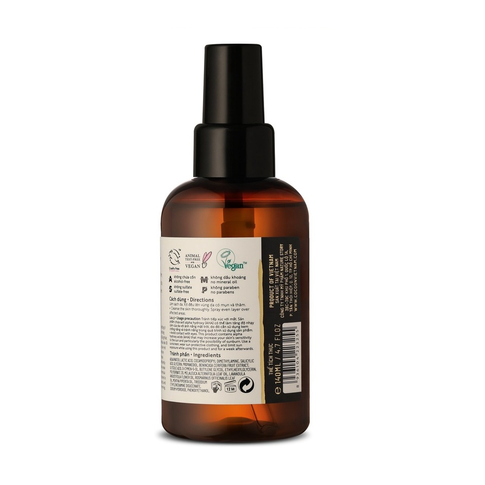 Xịt thâm mụn lưng bí đao Cocoon 140ml