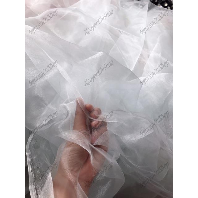 ⚡Sỉ tận gốc⚡ Vải voan kính nhũ màu trắng/ hồng khổ 1m5
