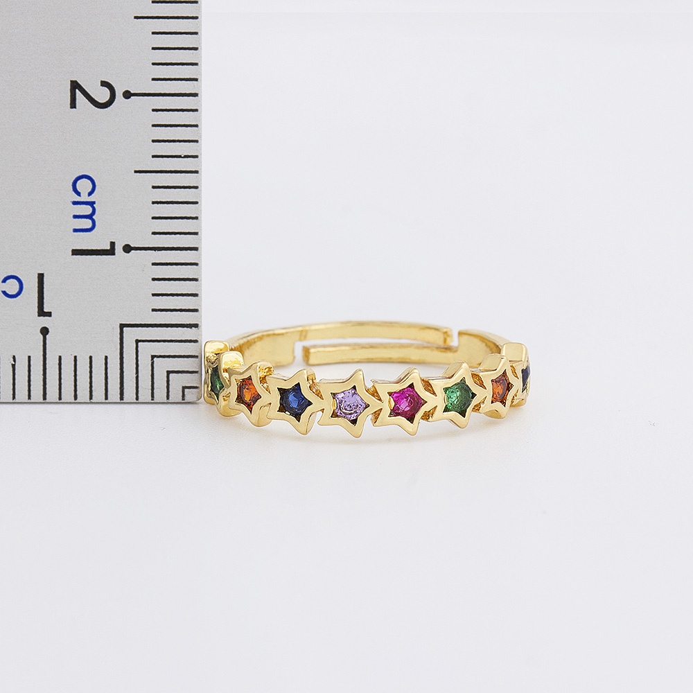 Nhẫn Hình Ngôi Sao Đính Đá Zircon Nhiều Màu Sắc Thời Trang