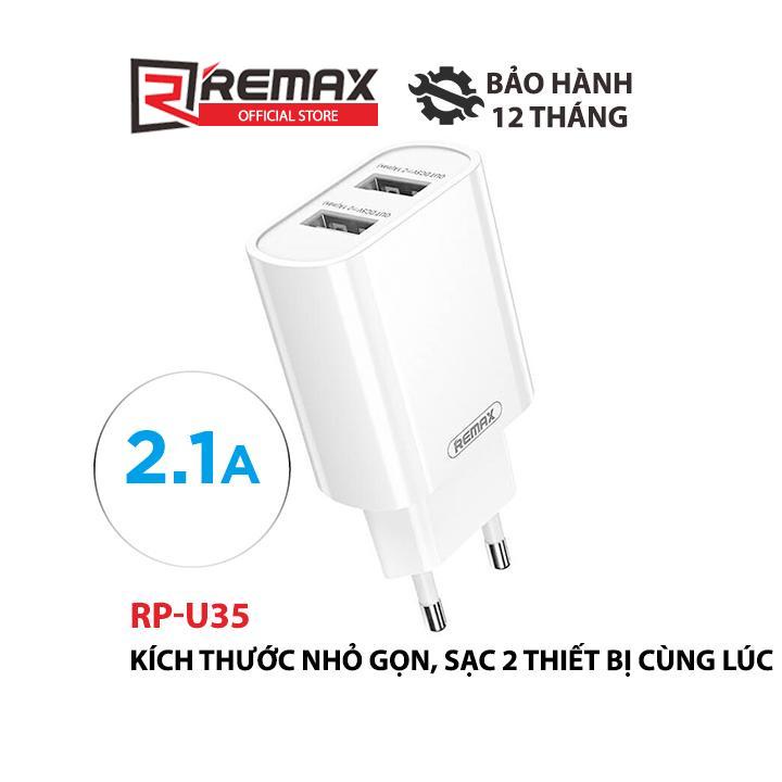 Cốc sạc đa năng Remax RP-U35 tích hợp 2 cổng USB max 2.1A