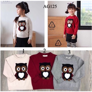 2-7 tuổi: áo len cú mèo bé trai, bé gái