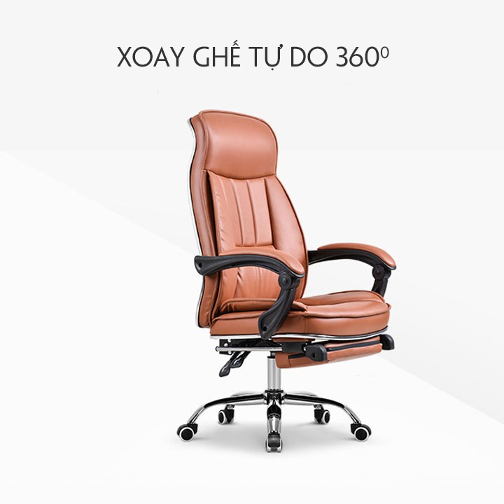 Ghế văn phòng xoay 360 độ da Pu cao cấp có gác chân M028-2 | BigBuy360 - bigbuy360.vn