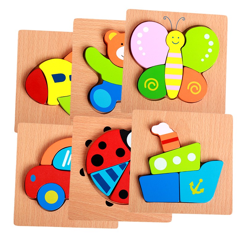 [ Hàng Vip] Đồ chơi Xếp Hình Gỗ Nổi 3D Montessori Puzzle Ghép Hình Chủ Đề Con Vật