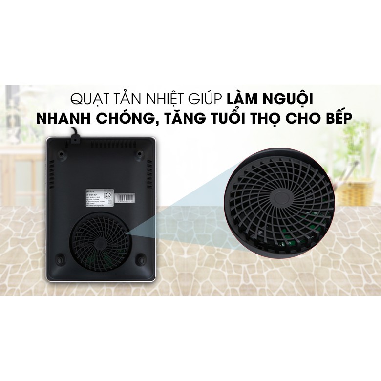 Bếp điện tử, Bếp từ đơn Midea MI-B2015DE có bảng điện tử tiếng việt, tặng kèm nồi lẩu inox dầy dặn