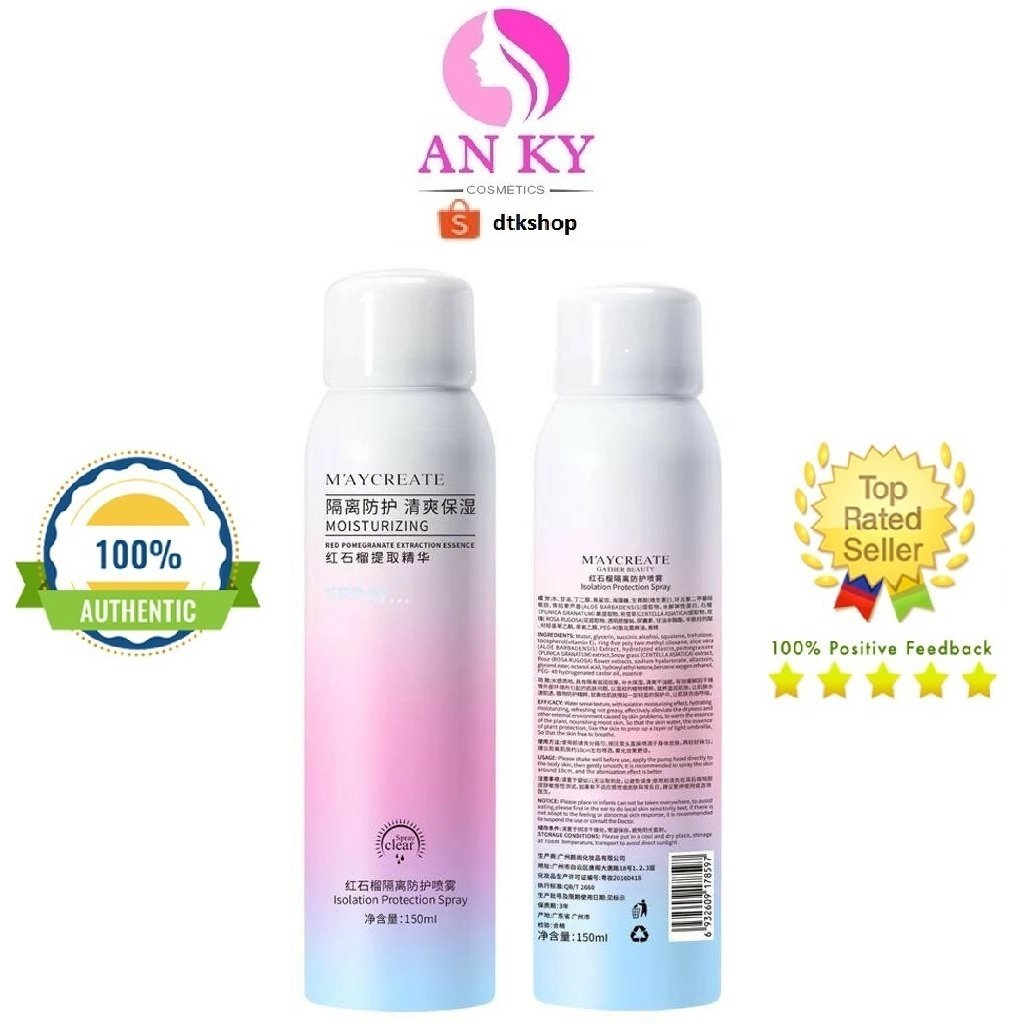 [SHOPEE TRỢ GIÁ] Xịt Chống Nắng Trắng Da Maycreate 150ml