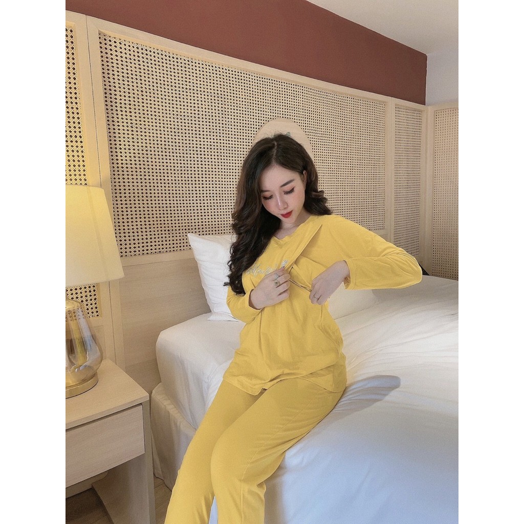 [ MẶC ĐƯỢC SAU SINH ] Bộ bầu mặc nhà dáng tay dài- Đồ bầu sau sinh mặc thu đông thiết kế tay dài